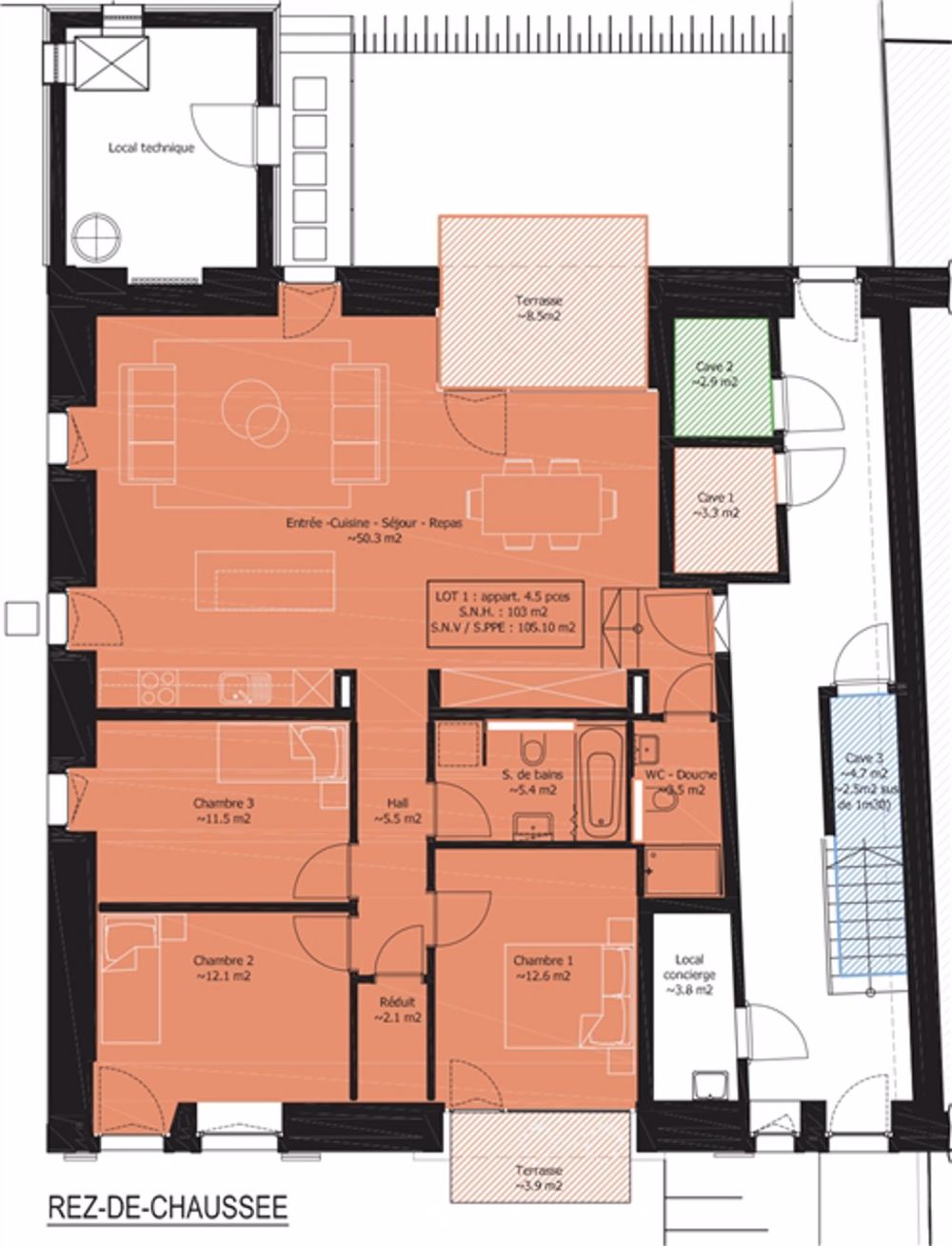 5.5 Zimmer zum Verkauf Off-Plan. Ca. 125 m2. Große Terrasse. Herrliche Lichtung auf den Alpen - Bild 10