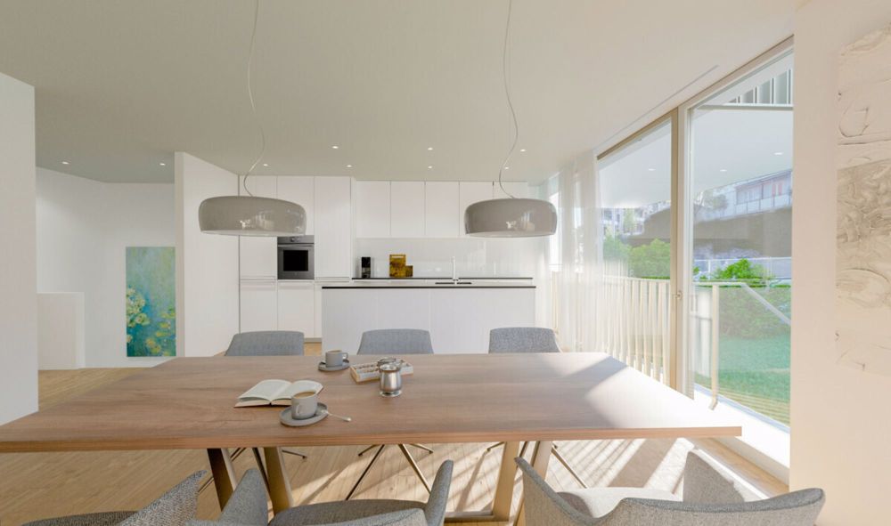 Moderne 4.4-Zi. Gartenwohnung nahe Tramstation Riehen - Küche