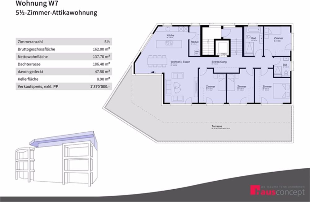W7 | modernes & grosszügiges Wohnen | 5.5-Zimmer Attika-Wohnung - Bild 4