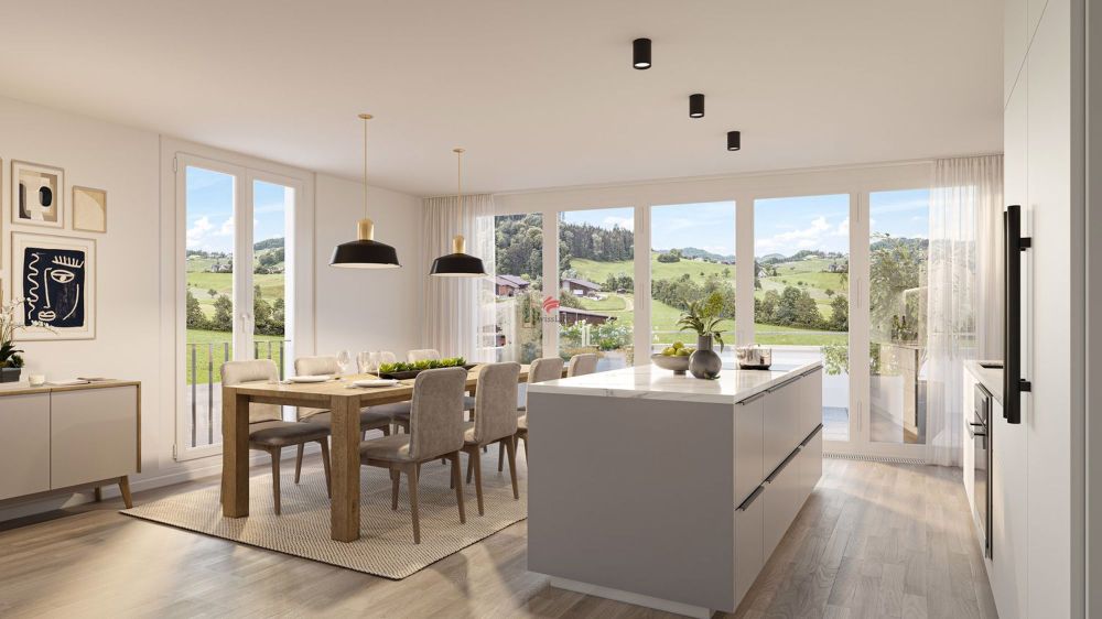 Exklusive 5.5-Zi Wohnung mit 147 m2 Sonnenterrasse - Beispiel Attikawohnung 8: Mit Südlicher Ausrichtung