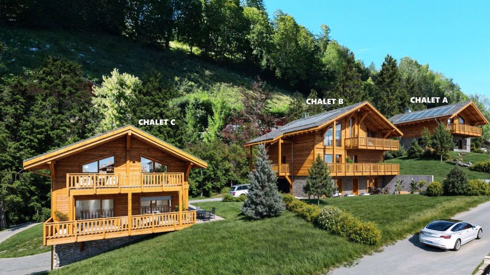 Die Sciernes-d'Albeuve - Moderne Chalets - Vue d'ensemble des 3 chalets