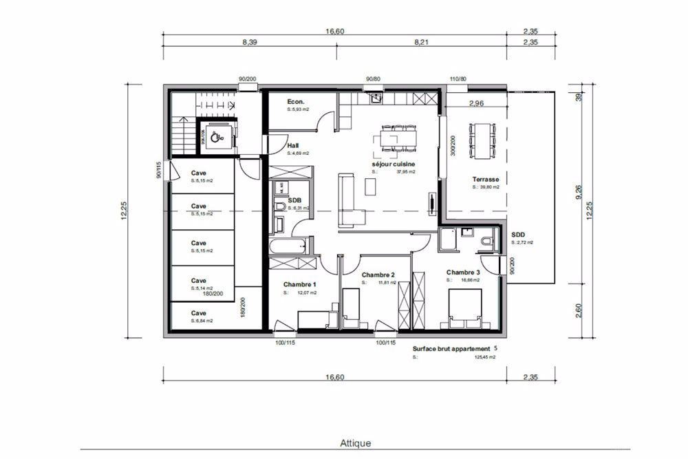 Le Bouveret, 4.5 Zimmer in der neuen Residenz L'Aurore - Plan cave/galetas