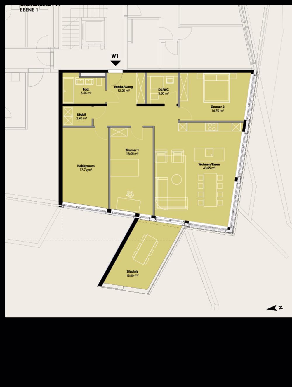 Exklusive, moderne Gartenwohnung mit integriertem Hobbyraum und freier Aussicht auf den Blauen - W1 - Bild 5