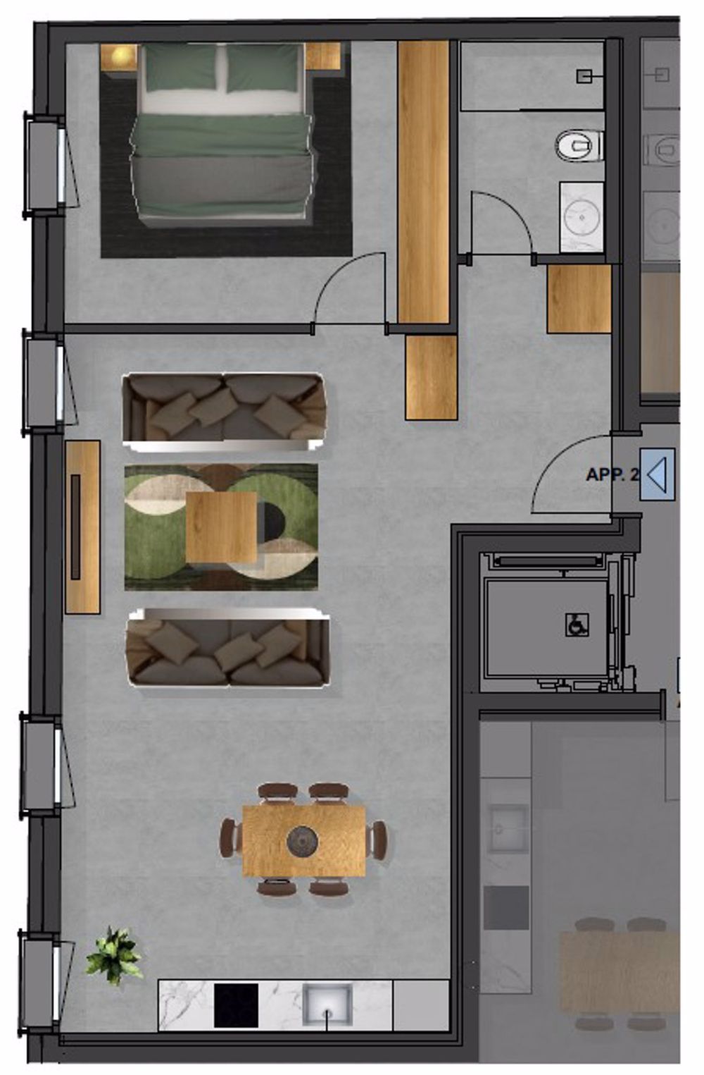 Moderno appartamento ammobiliato (n. 2) di 2.5 locali a Bellinzona - Bild 2