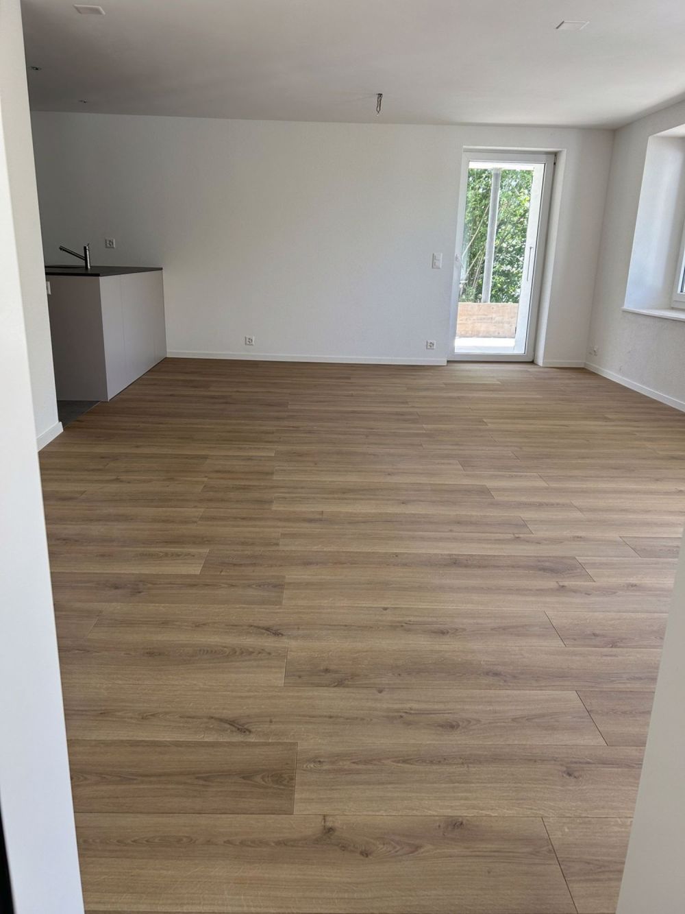 Erstvermietung: Hochwertig sanierte 3-Zimmer-Wohnung mit Garten, Sitzplätzen & Carport in Rüttenen (SO) - Wohnzimmer