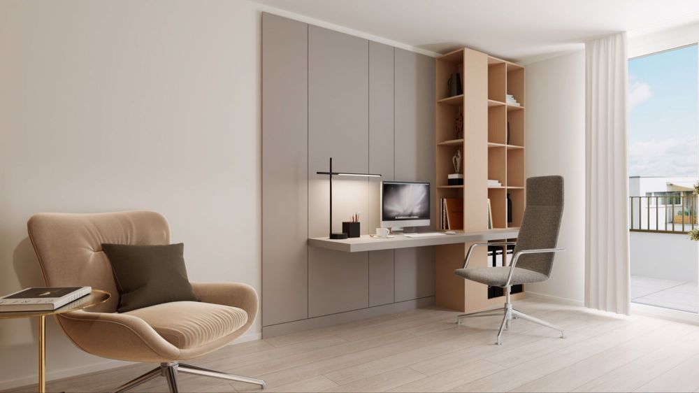 4.5 Zimmer-Attikawohnungen mit Weitsicht über Oerlikon - Büro / Kinderzimmer hat Zugang zur Terrasse