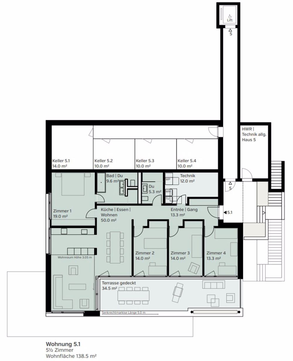 5.5-Zimmer-Terrassenwohnung (Ebene 5.1) - Bild 2