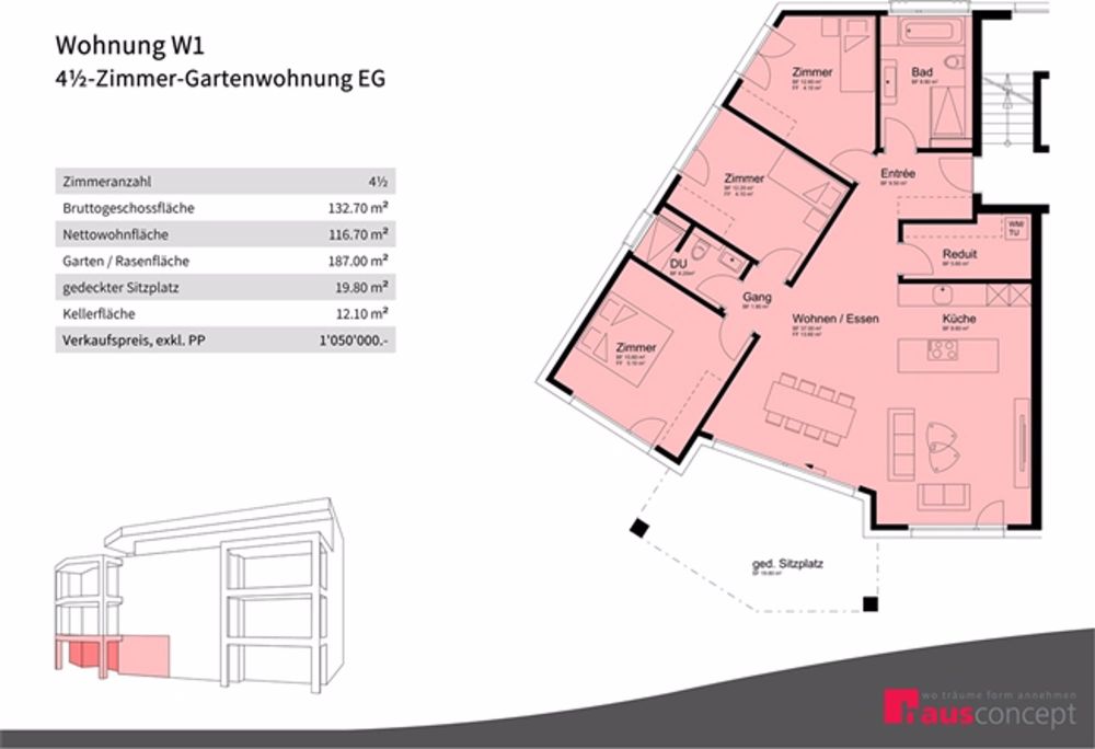 W1 | modernes & grosszügiges Wohnen | 4.5-Zimmer Gartenwohnung - Bild 4