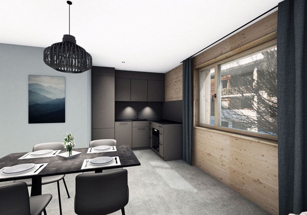Natürlich Nachhaltig - Neue Ferienapartments an der Skipiste - Visualisierung Küche
