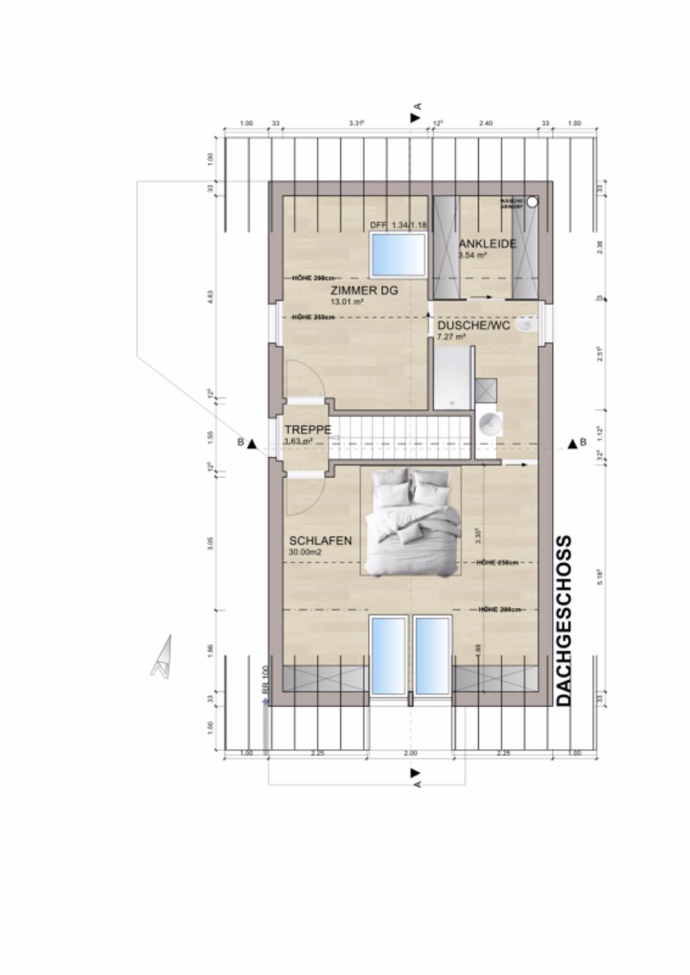 Modern, Clever & Aussichtsreich, in 2565 Jens entstehen drei hochwertige Upside-Down-Einfamilienhäuser mit Panoramasicht im lichtdurchfluteten Wohngeschoss im OG, Dusche en Suite im Schlafzimmer, DG … - Bild 9