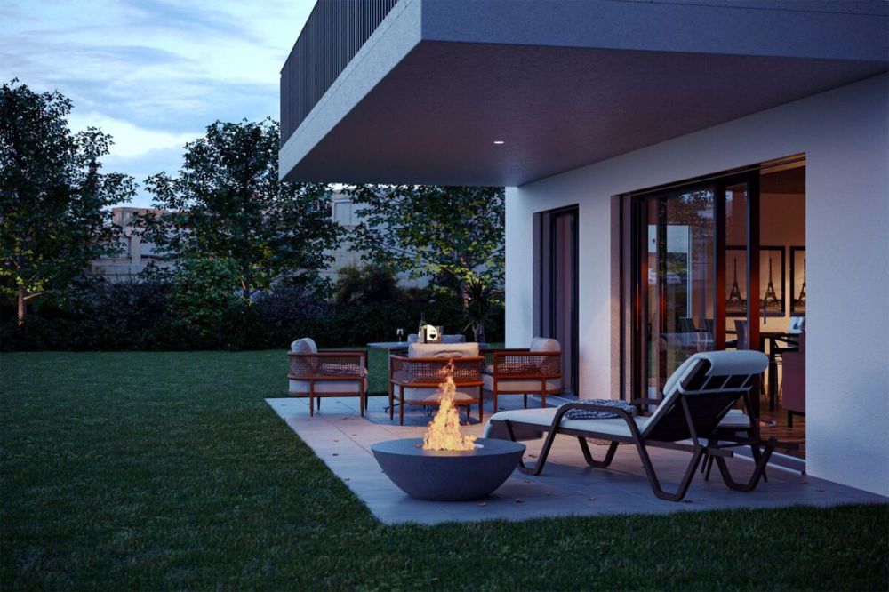 Exklusives Neubauprojekt in ruhiger und naturnaher Umgebung - Terrasse Wohnung Erdgeschoss