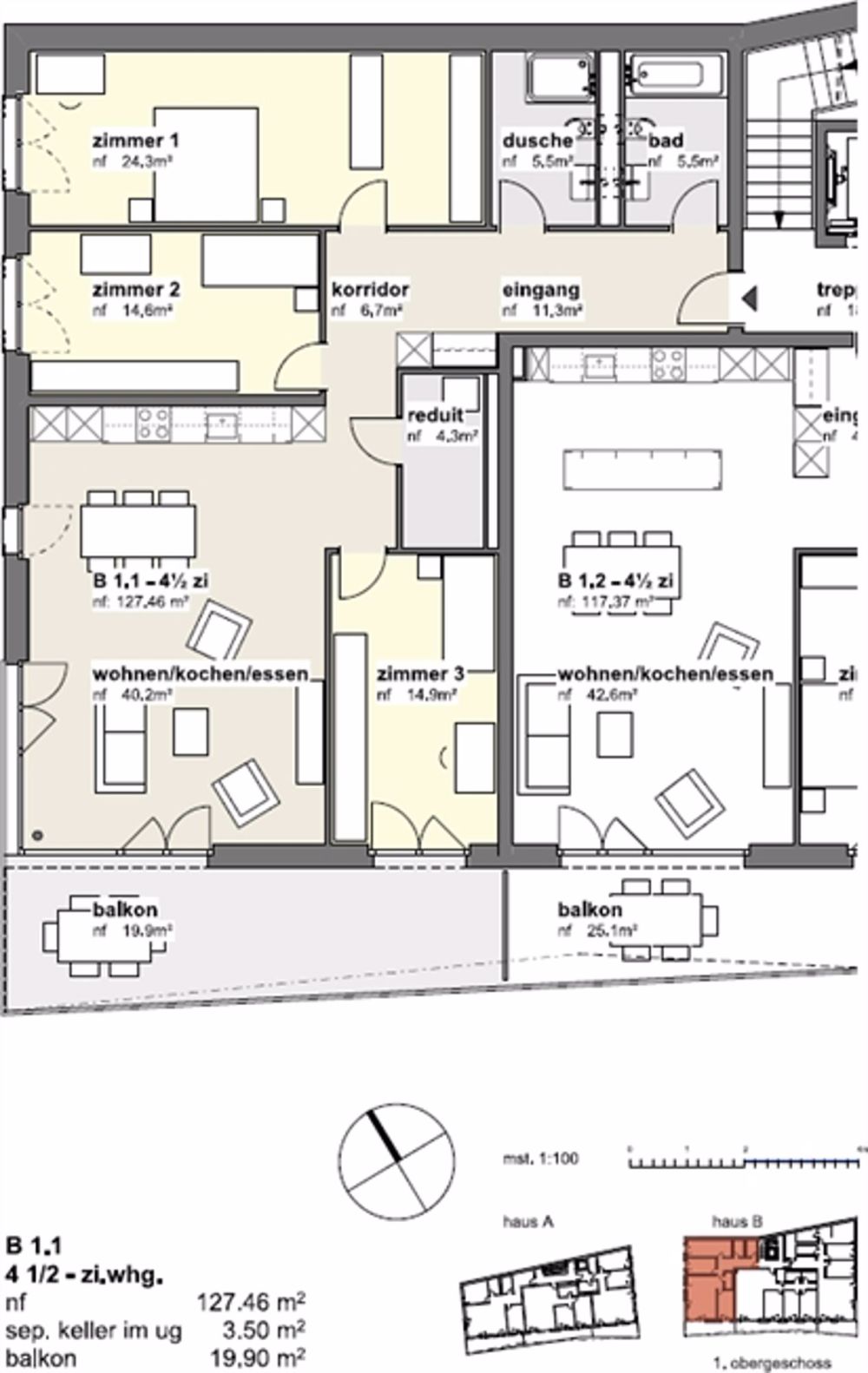 Jolimont - 4.5 Zimmer im 1. Stock - Bild 1