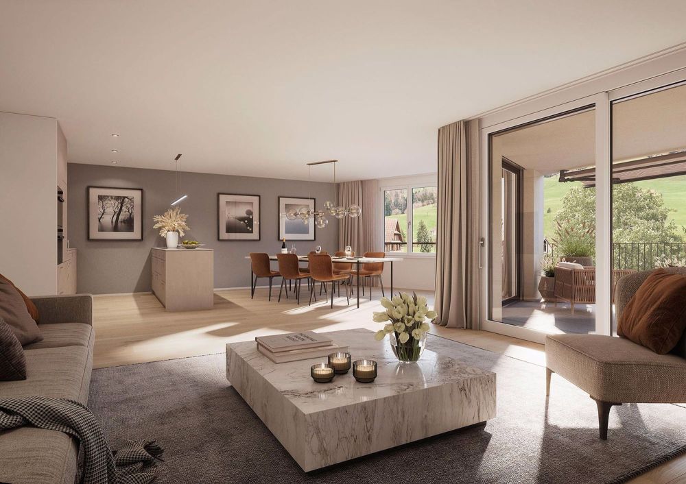 Neue, moderne 4.5-Zimmer-Wohnung mit Bergblick in Sattel - Bild 1