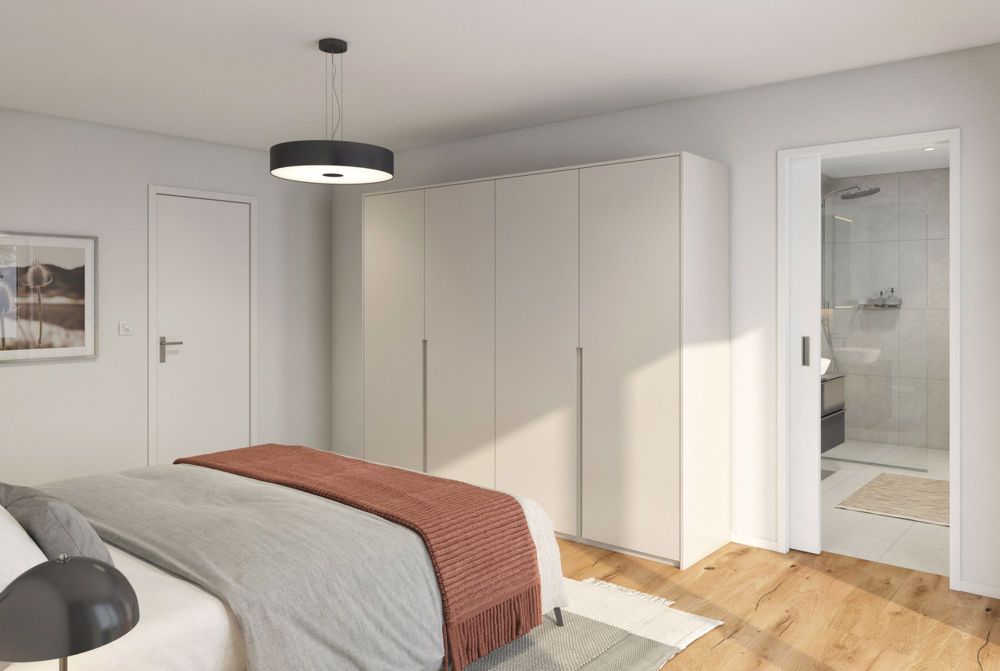 MFH Effilo - Wohntraum mit 4.5 Zimmer, 2 Bäder im 1. OG (Whg 522-4) - Schlafzimmer mit direktem Zugang ins Bad (Whg 2,4)