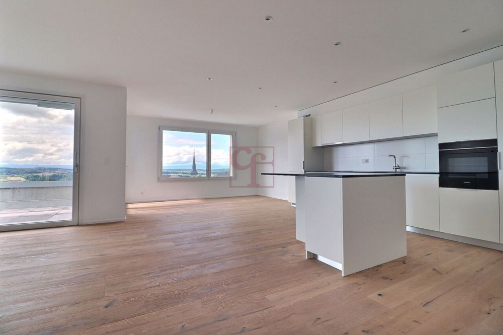 Arconciel - Prachtvolles 4.5-Zimmer-Neubau-Dachgeschoss - Cuisine ouverte sur le séjour et le coin à manger