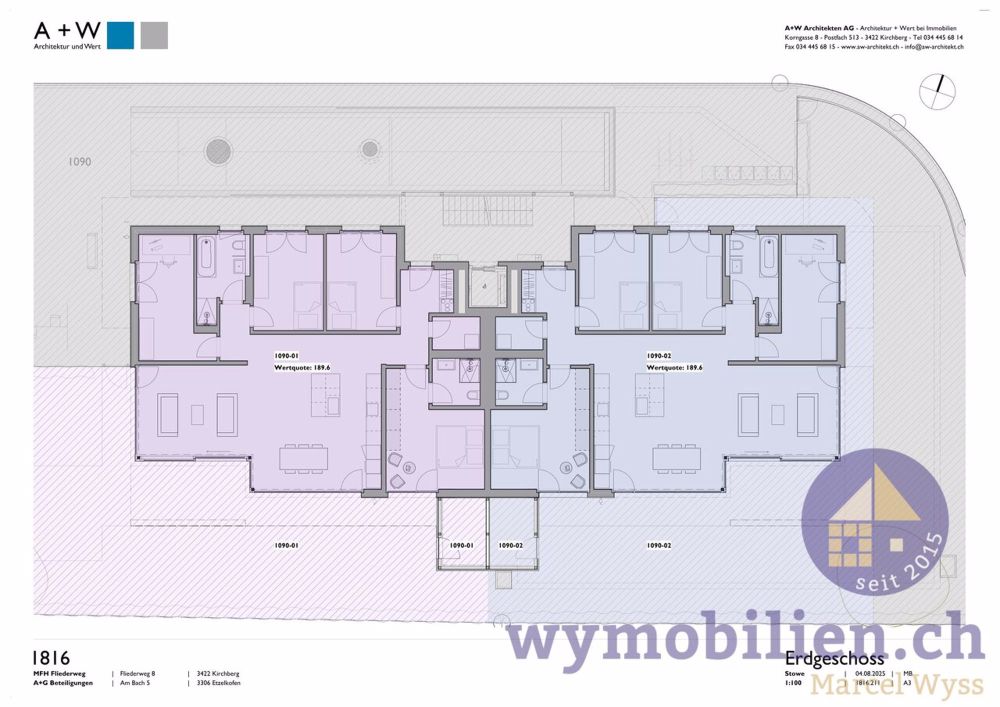 2.5-Zimmer-Wohnung OG Mitte Süd mit 99.1m² Nutzfläche (1090-04) - Grundrisse der beiden Gartenwohnungen