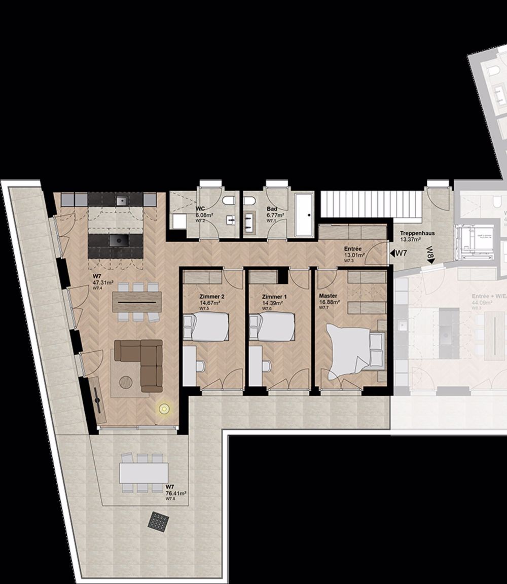 Exklusive Attikawohnung mit grosser Attikaterrasse und hoher Energieeffizienz. Neue Preise! - W7 - Bild 5