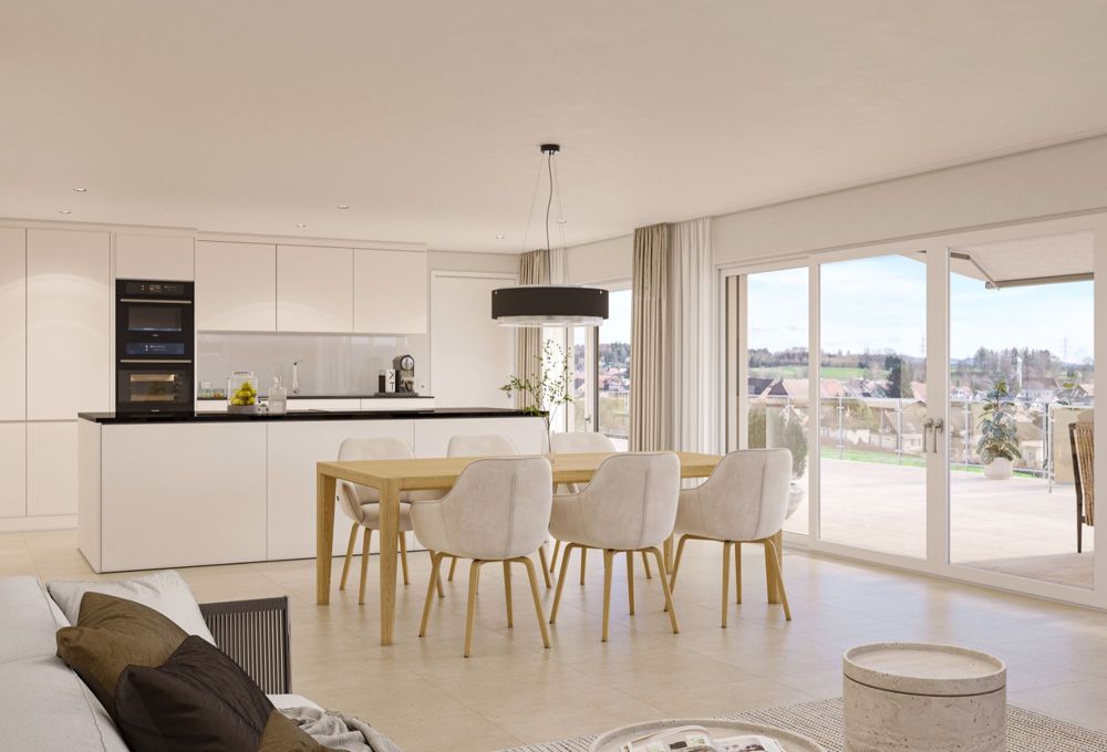 4.5 Z.-Attika Wohnung West, 139m2 Netto Wohnfläche, 71m2 Dachterrasse - Wohnen-Küche