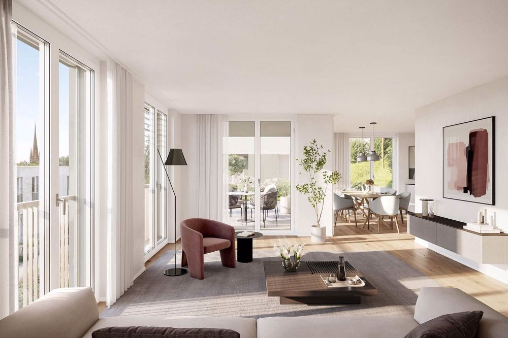 SONNHALDE - 5½-Zimmer-Einfamilienhaus mit Doppelgarage - Visualisierung Wohnbereich