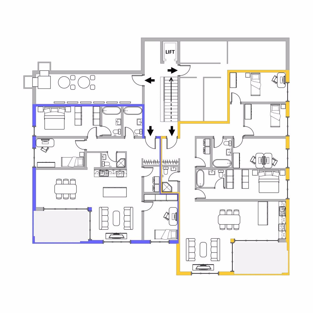 4.5 ZWG im Erdgeschoss West - Pläne EG (6500x6500)