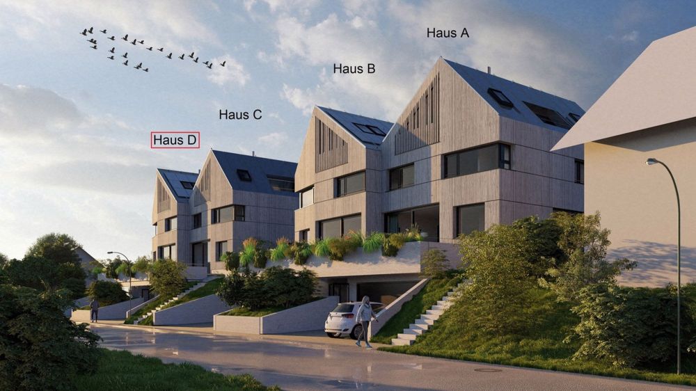 Neubauprojekt Allmendgasse mit vier 7.5-Zimmer-Doppelhäuser (Haus D) - Aussenvisualisierung