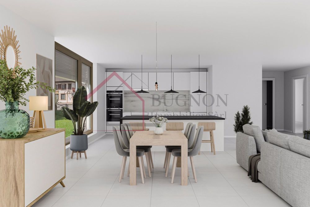 Appartement PPE mit 4,5 Zimmern, 128 m2 PPE, mit eigenem Garten - salle-à-manger et cuisine