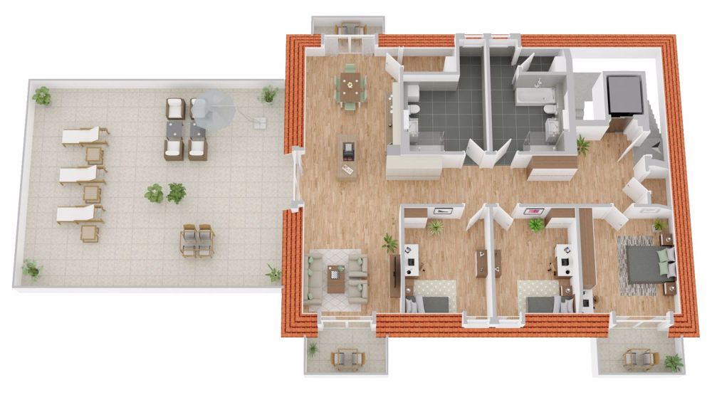 Luxuriöse Wohnung mit einer 80m2 grossen Terrasse - Bild 2