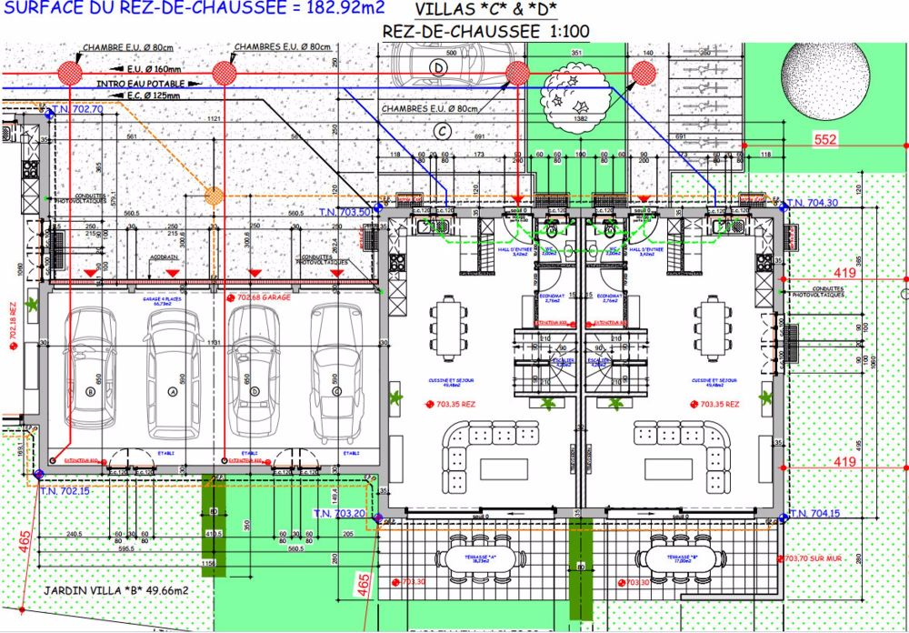 Zu verkaufen, Reihenhaus, 1726 Farvagny-le-Petit, Ref 1726-D - Plans rez-de-chaussée