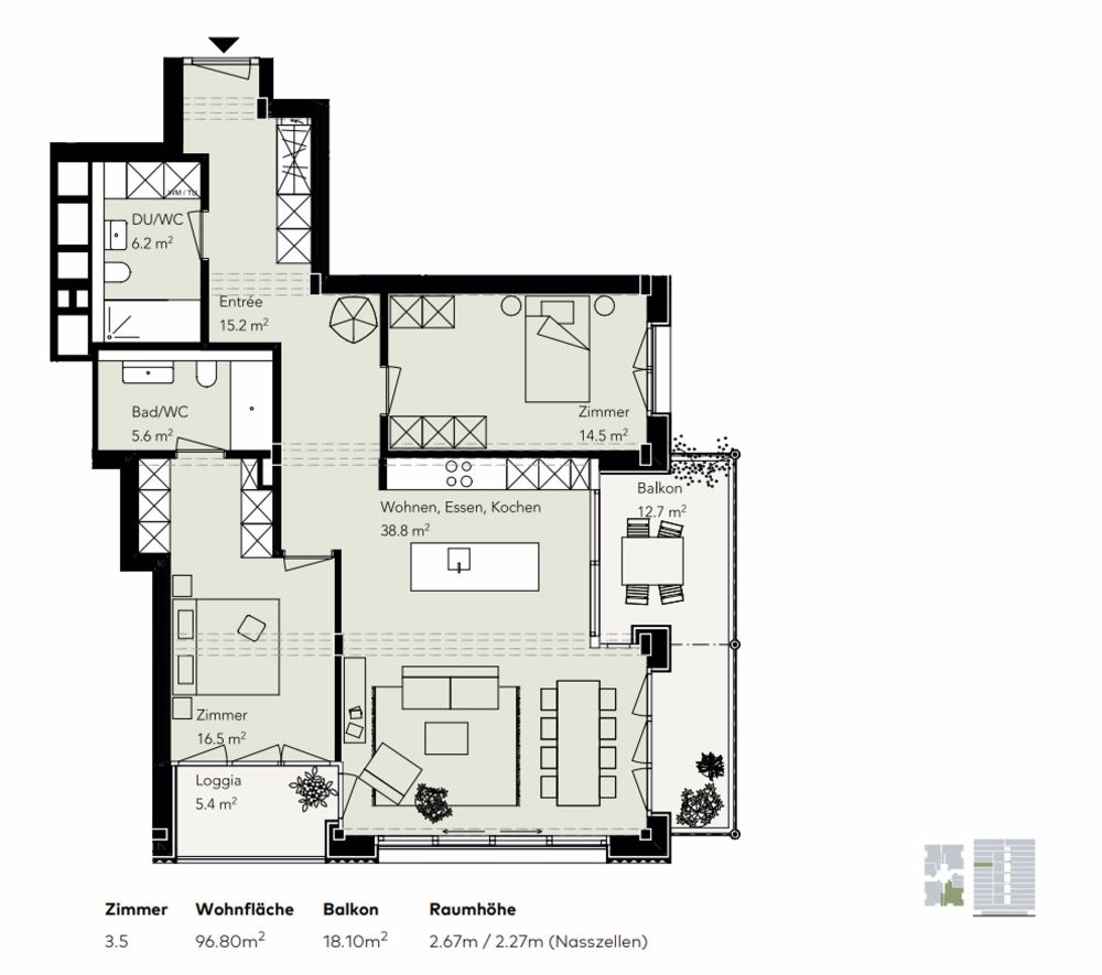 Erstvermietung einer 3.5-Zimmer-Wohnung im 9. OG mit See- und Bergblick - Bild 7