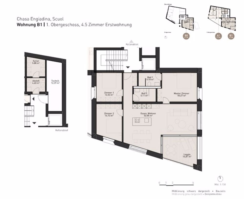 Neubau-Projekt Chasa Engiadina ? mit Zweit- und Erstwohnungen - GR-Plan WHG B1