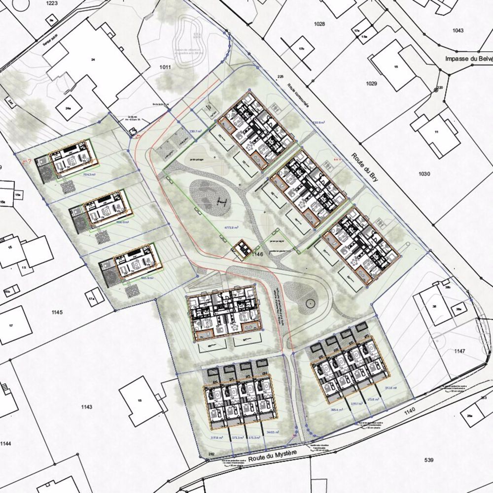Permis délivré! 3 villas individuelles de 5.5 pièces - Plan de situation