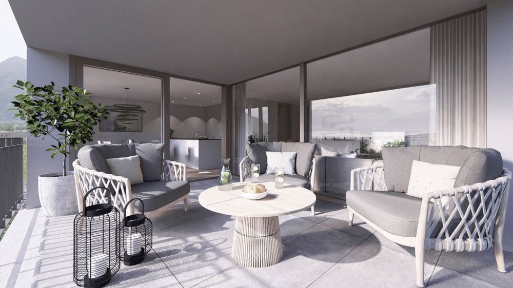 Ihr neues Zuhause in Malans: Exklusive Neubauwohnungen - FQ626_3 Visualisierung Loggia