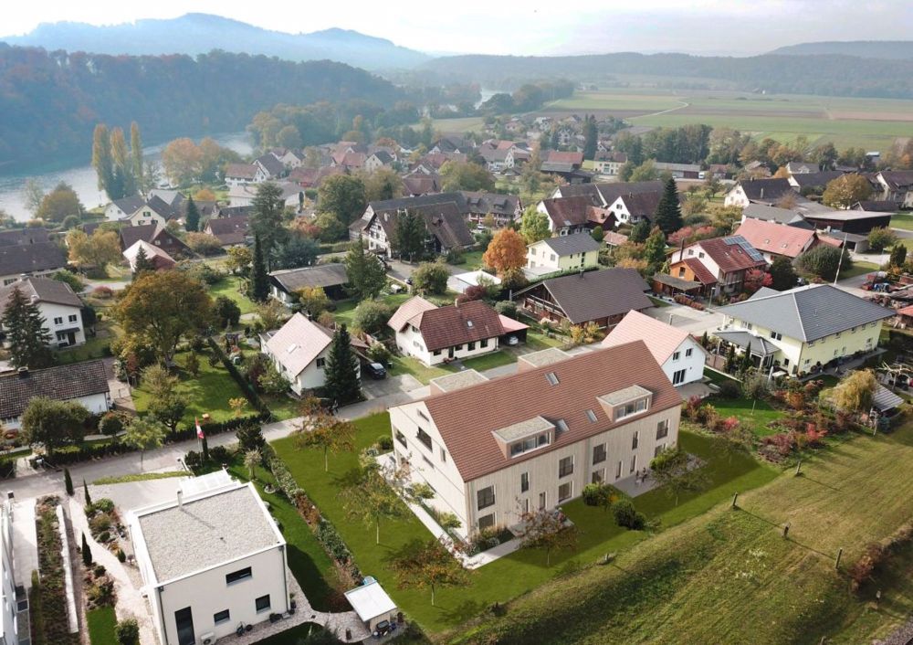 Exklusive 4.5-Zimmer-Dachgeschosswohnung mit Rheinblick - Luftperspektive