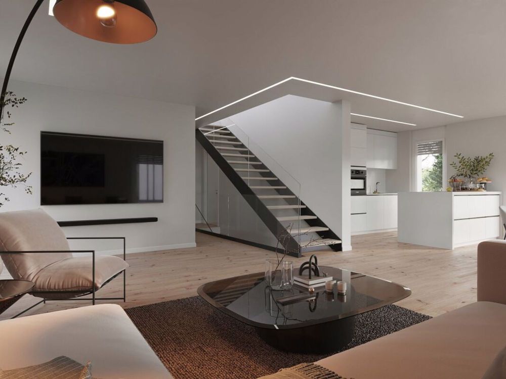 Neubau-Traumhaus - stilvoll, familienfreundlich & freistehend - Wohnzimmer und Küche