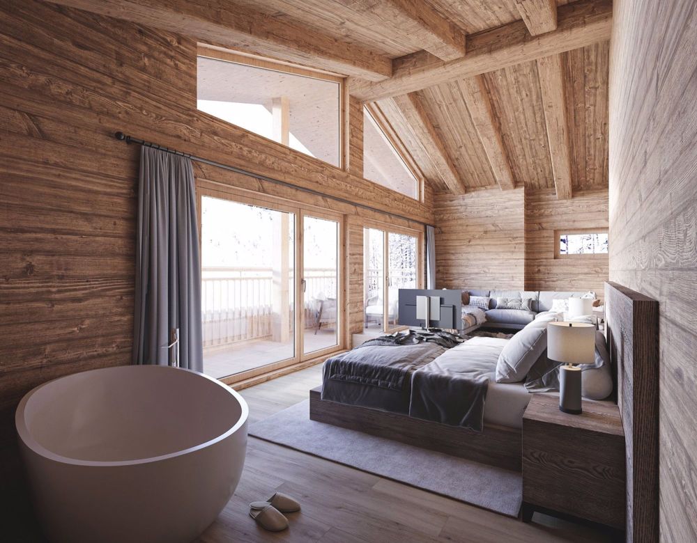 Neubauprojekt Luxus Chalet Hotel - Suite Innenvisualisierung