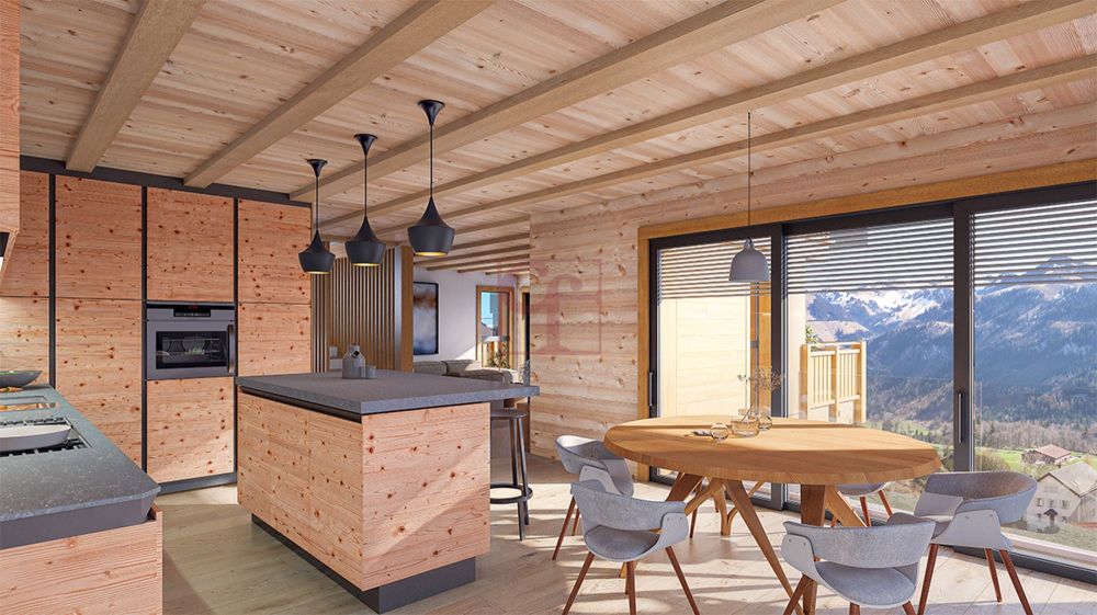 Das Chalet in Les Sciernes-d'Albeuve auf dem Plan - Cuisine ouverte sur le coin à manger