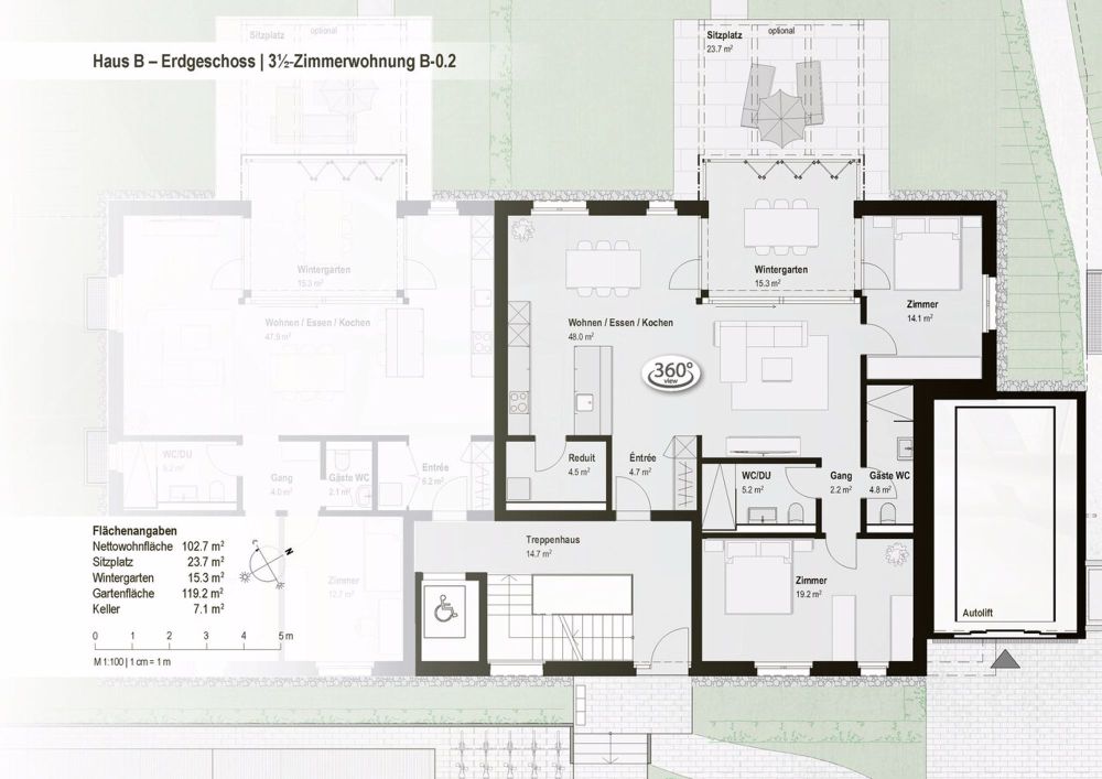 3½-Zimmer Erdgeschosswohnung mit Wintergarten, Sitzplatz und Garten - Bild 4