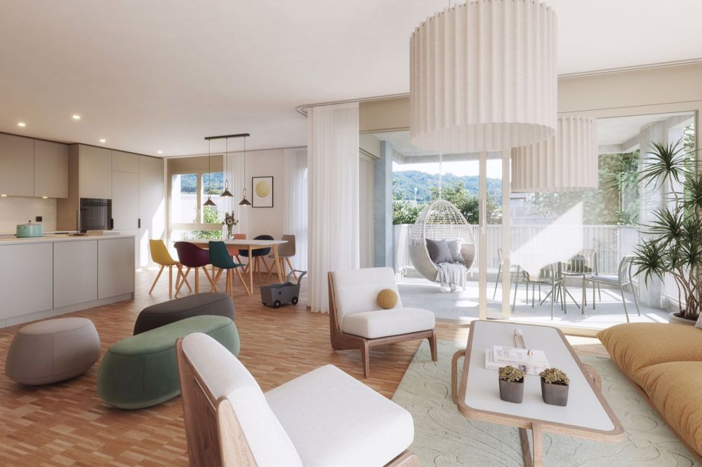 Bergacher: natürlich stadtnah - Haus B, Wohnung 1 Wohnzimmer