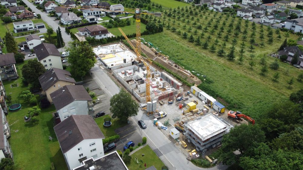 4.5 Z.-Wohnung OG, 126m2 Netto Wohnfläche, 23.5m2 gedeckter Sitzplatz - Baufortschritt