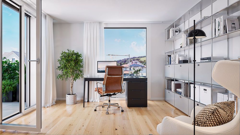 Neubauprojekt Vier-Kronen - 5.5 Zimmerwohnungen - Beispiel-Visualisierung Arbeitszimmer