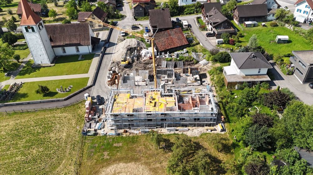 Modernes Reiheneinfamilienhaus in Sax zu kaufen - Vogelperspektive