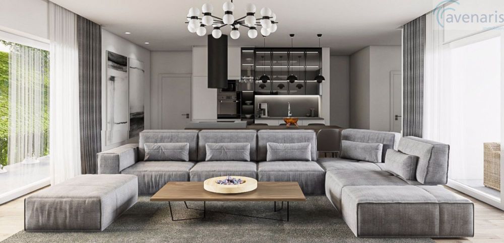 Neubauprojekt in Laufen - Doppeleinfamilienhäuser - Visualisierung Wohnbereich / Visualization living area