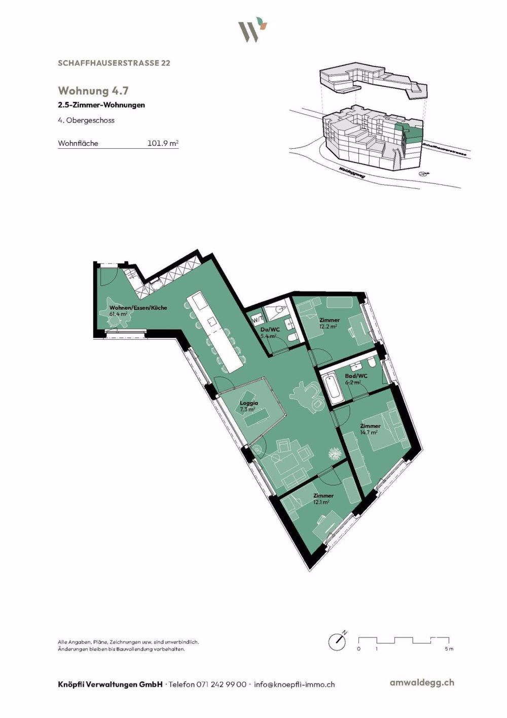 Neubau/Erstvermietung: moderne, sonnige 4.5 Zimmerwohnung mit Loggia (Whg. 2.7) - Bild 2
