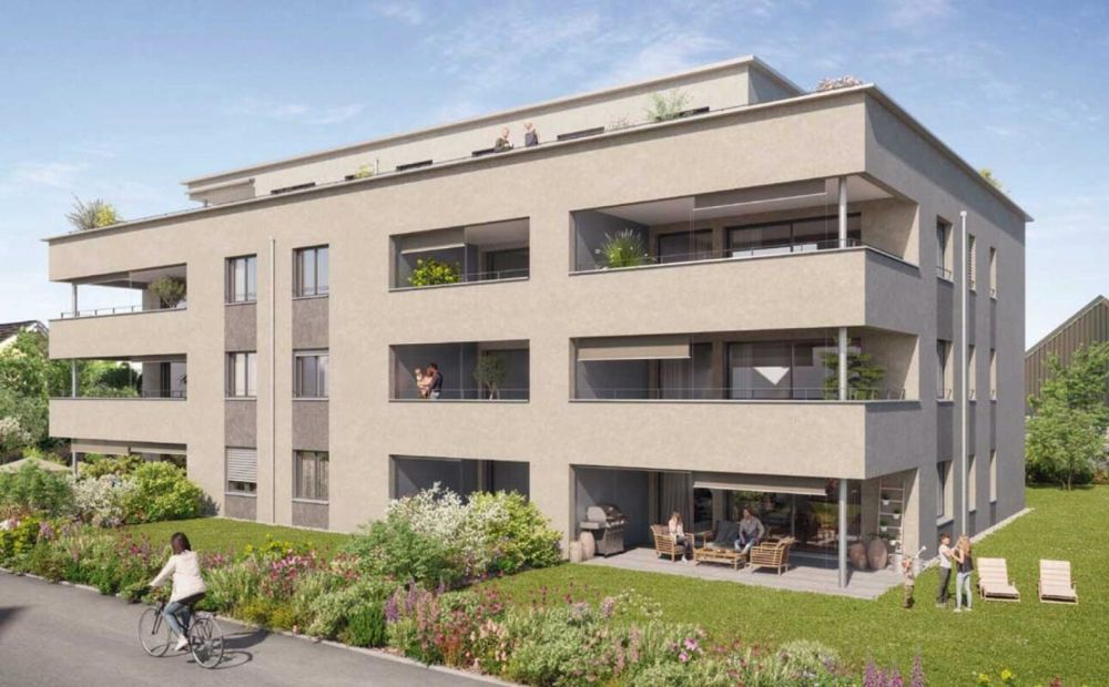 119 m² - 3.5-Zi.-Gartenwohnung - Sitzplatz 21 m² - Gartenanteil 39 m² - Visualisierungen