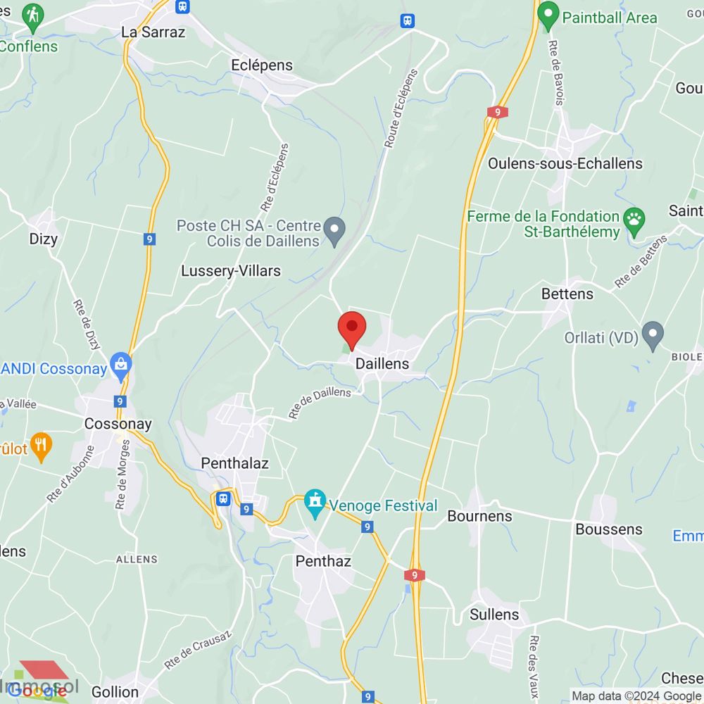 Daillens - Neuwertiges 3.5-Zimmer-Apartment - Balkon - Schöne Aussicht auf den Jura - Immosol | Daillens | Plan de situation
