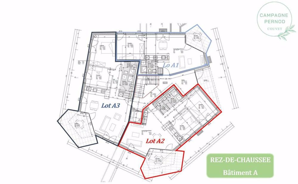 Appt PPE neuf de 2.5 pces avec terrasse Campagne Pernod, lot A1 - Rez-de-chaussée bâtiment A