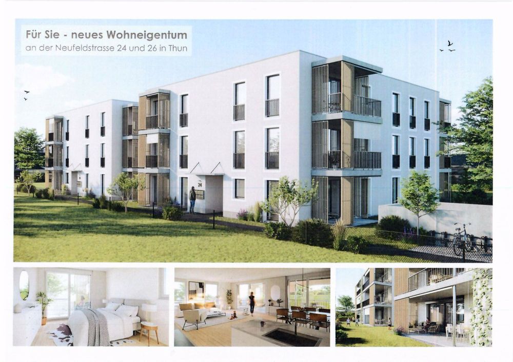 neuer Wohnpark mit 12 Wohnungen 6 mal 3.5 Zi und 6 mal 4,5 Zi an der Neufeldstrasse 24 und 26 - Bild 1