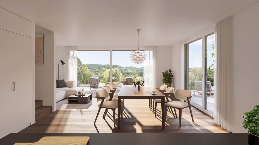 SONNHALDE - 5½-Zimmer-Einfamilienhaus mit Garage - Visualisierung Wohnen