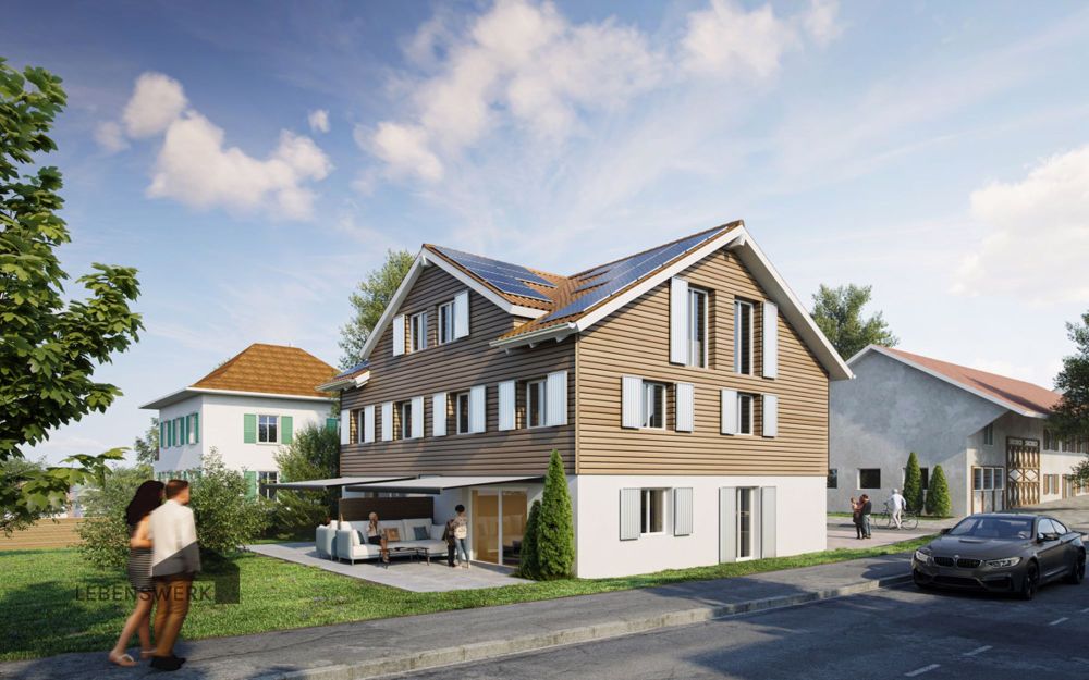 NEUBAU: DEFH A mit Keller, Carport und Garten - Hausansicht Süd-West
