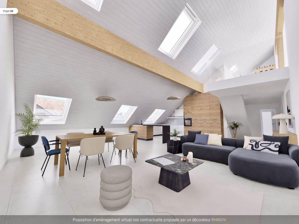Dachgeschoss von 170 m² unter dem Dach mit spektakulärer Galerie! - Salon / cuisine possibilité d'aménagement